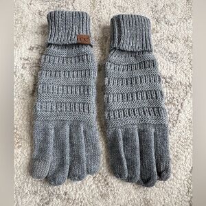 C.C Light Melange Grey Knit Smart Tip Touchscreen Gloves